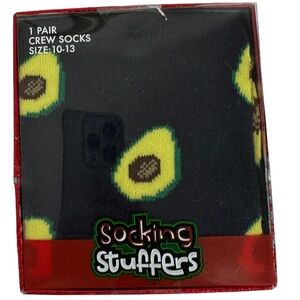NWT Stocking Stuffer Avocado Crew Socks Size 10 - 13 Novelty Nordstrom Navy Mens